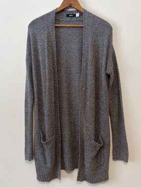 BDG Open Cardigan Sweater Long Knit Gray Marl SMALL